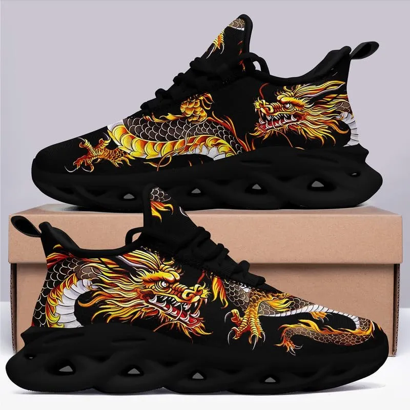 Mens Dragon Running Shoes Breathable Cushion Non Slip Outdoor Sports Walking Sneaker Tennis Jogging Training Tennis Shoes