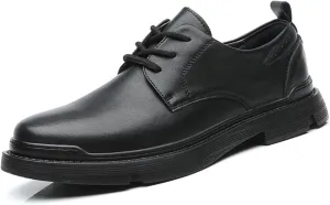 Men's Leather Handmade Flat Casual Oxford Shoes,Lace-Up Comfortable Non-Slip Dress Sneakers,Business Meeting Office Work Shoes