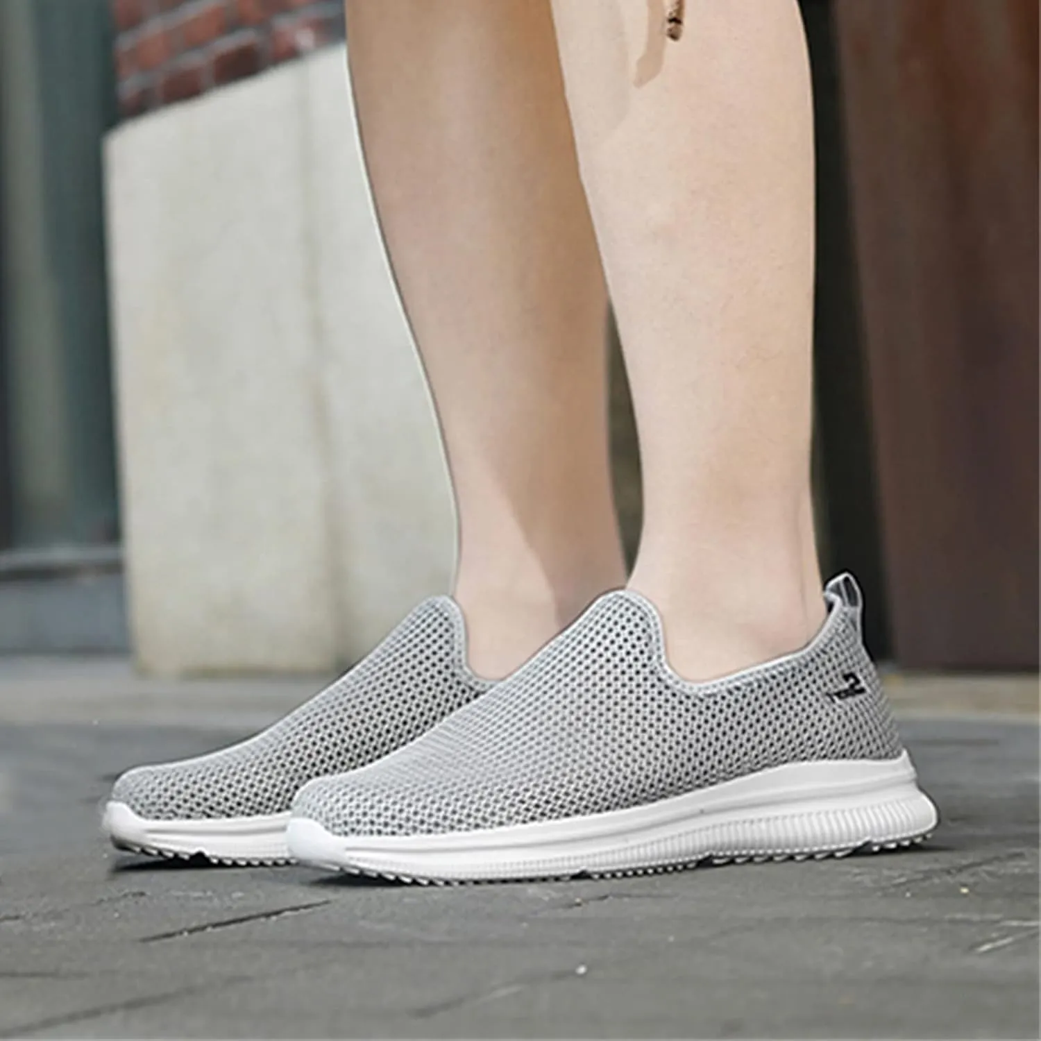 Men's Mesh Slip-On Loafers, Classic Stylish Sneakers, Flat-Soled Casual Lightweight Slipper Comfortable Breathable Walking Shoes, Soft Non-Slip Sole