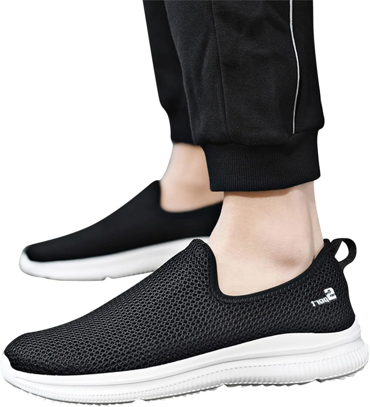 Men's Mesh Slip-On Loafers, Classic Stylish Sneakers, Flat-Soled Casual Lightweight Slipper Comfortable Breathable Walking Shoes, Soft Non-Slip Sole