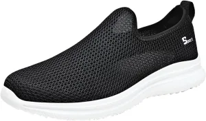 Men's Mesh Slip-On Loafers, Classic Stylish Sneakers, Flat-Soled Casual Lightweight Slipper Comfortable Breathable Walking Shoes, Soft Non-Slip Sole