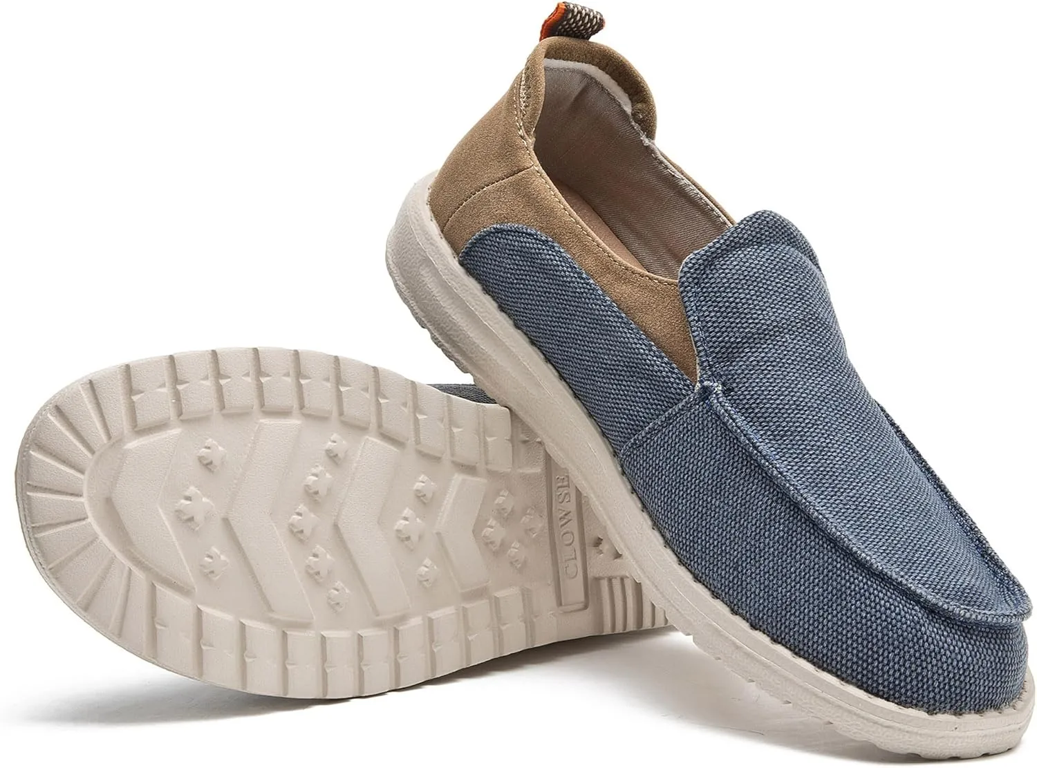 Men's Slip On Deck Shoes Casual Canvas Loafers Slip-Ons Hands Free Comfortable Stretch Flat Boat Shoes