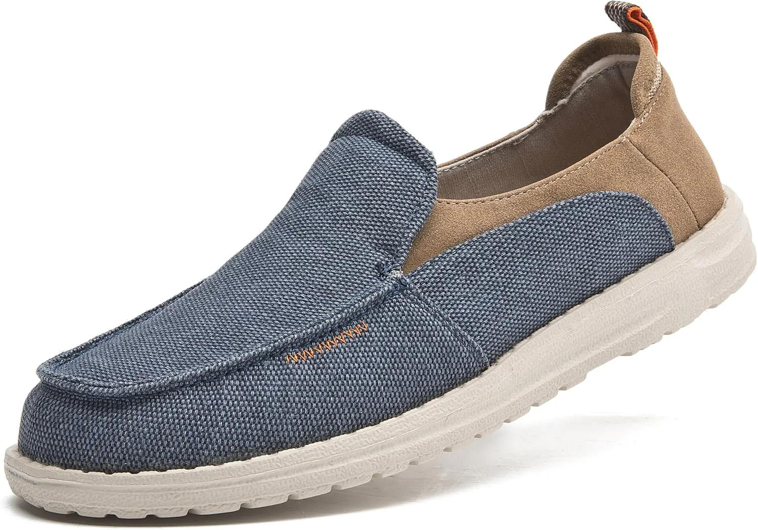 Men's Slip On Deck Shoes Casual Canvas Loafers Slip-Ons Hands Free Comfortable Stretch Flat Boat Shoes