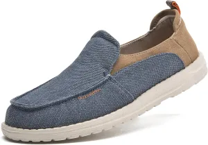 Men's Slip On Deck Shoes Casual Canvas Loafers Slip-Ons Hands Free Comfortable Stretch Flat Boat Shoes