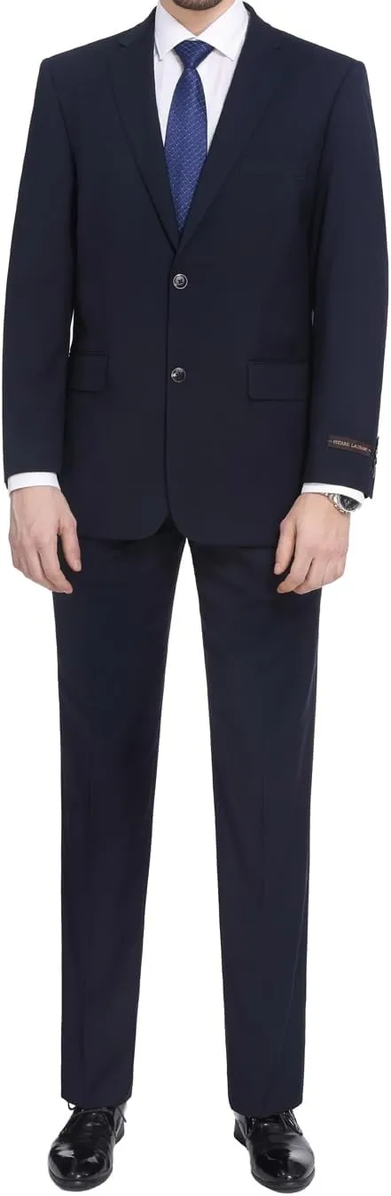 Men's Suit 2 Piece Classic Fit 2 Button Single Breasted Business Jacket Blazer Flat Pants Set