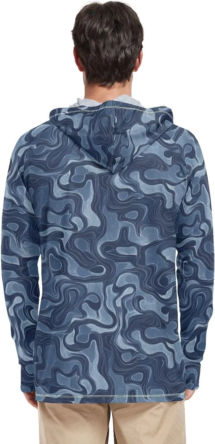 Mens Sun Protection Hoodie Long Sleeve Quick-Dry UPF 50  Rash Guard for Men