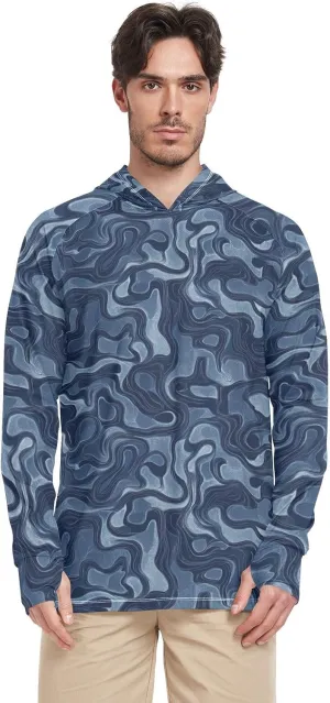 Mens Sun Protection Hoodie Long Sleeve Quick-Dry UPF 50  Rash Guard for Men