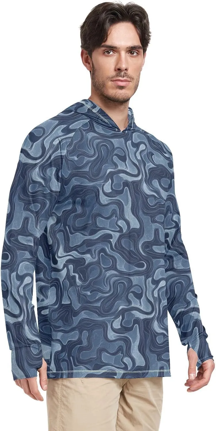 Mens Sun Protection Hoodie Long Sleeve Quick-Dry UPF 50  Rash Guard for Men
