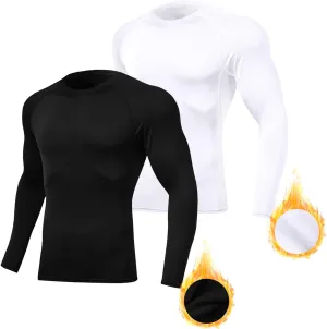 Mens Thermal Compression Shirts Running Long Sleeve Shirts Fleece Lined Undershirts Winter Cold Weather Base Layer