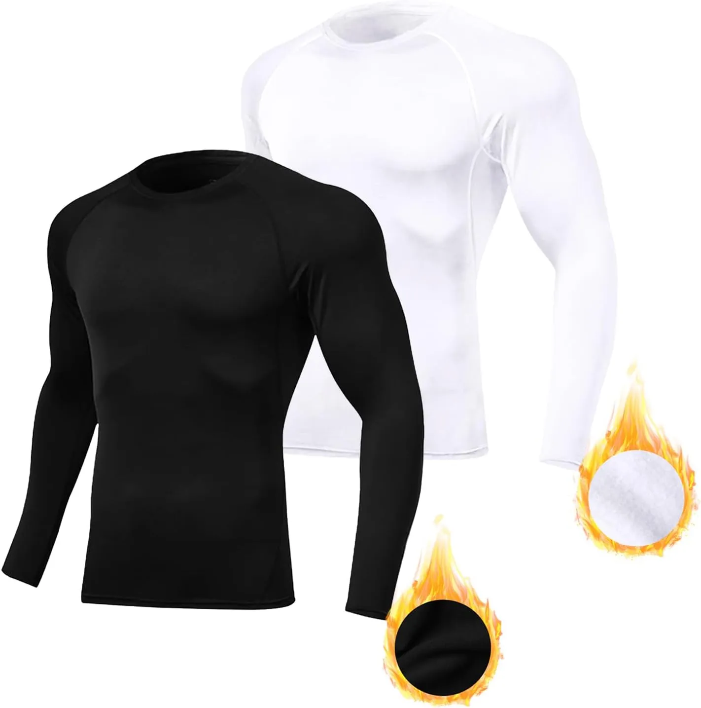 Mens Thermal Compression Shirts Running Long Sleeve Shirts Fleece Lined Undershirts Winter Cold Weather Base Layer
