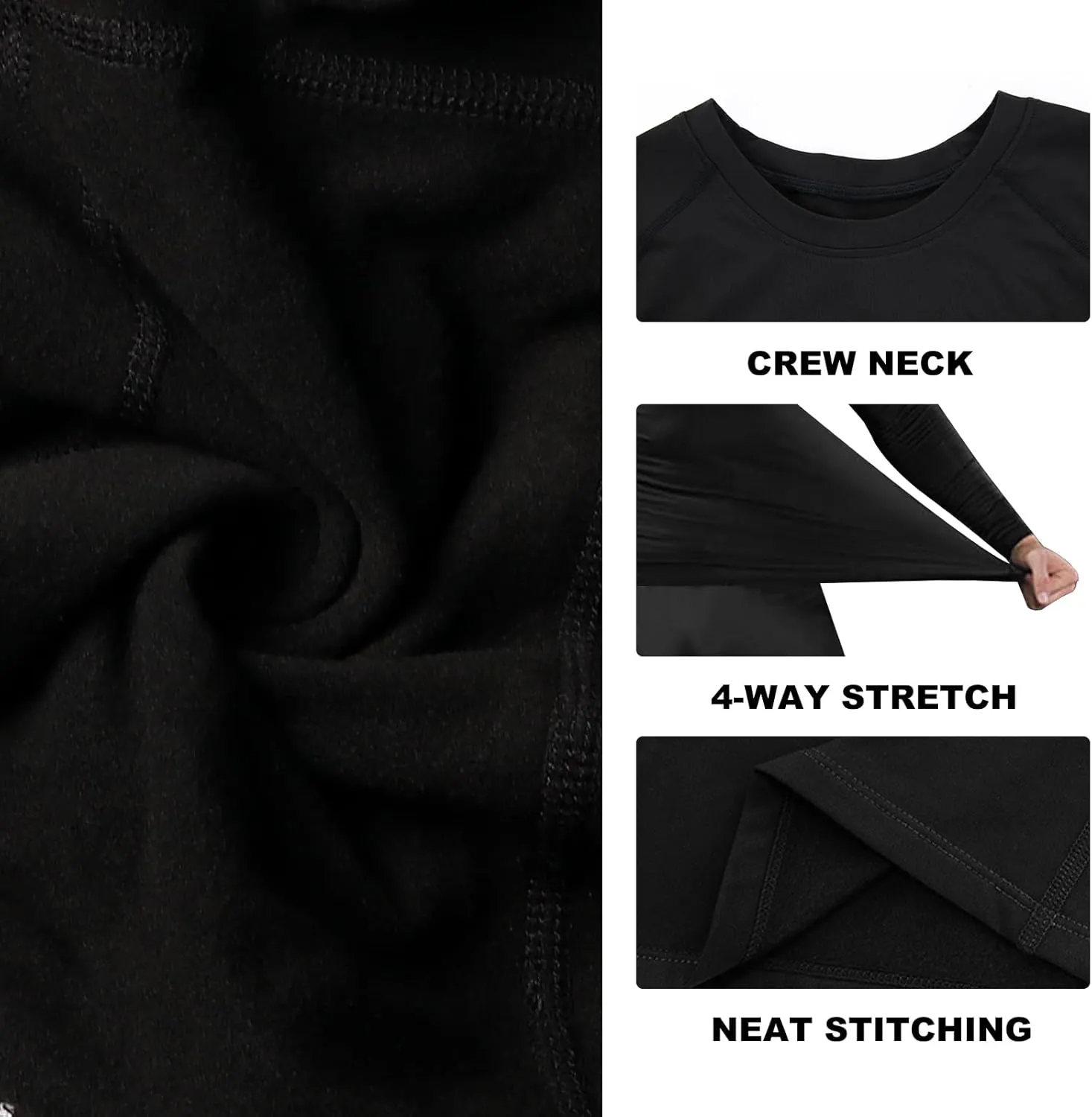 Mens Thermal Compression Shirts Running Long Sleeve Shirts Fleece Lined Undershirts Winter Cold Weather Base Layer