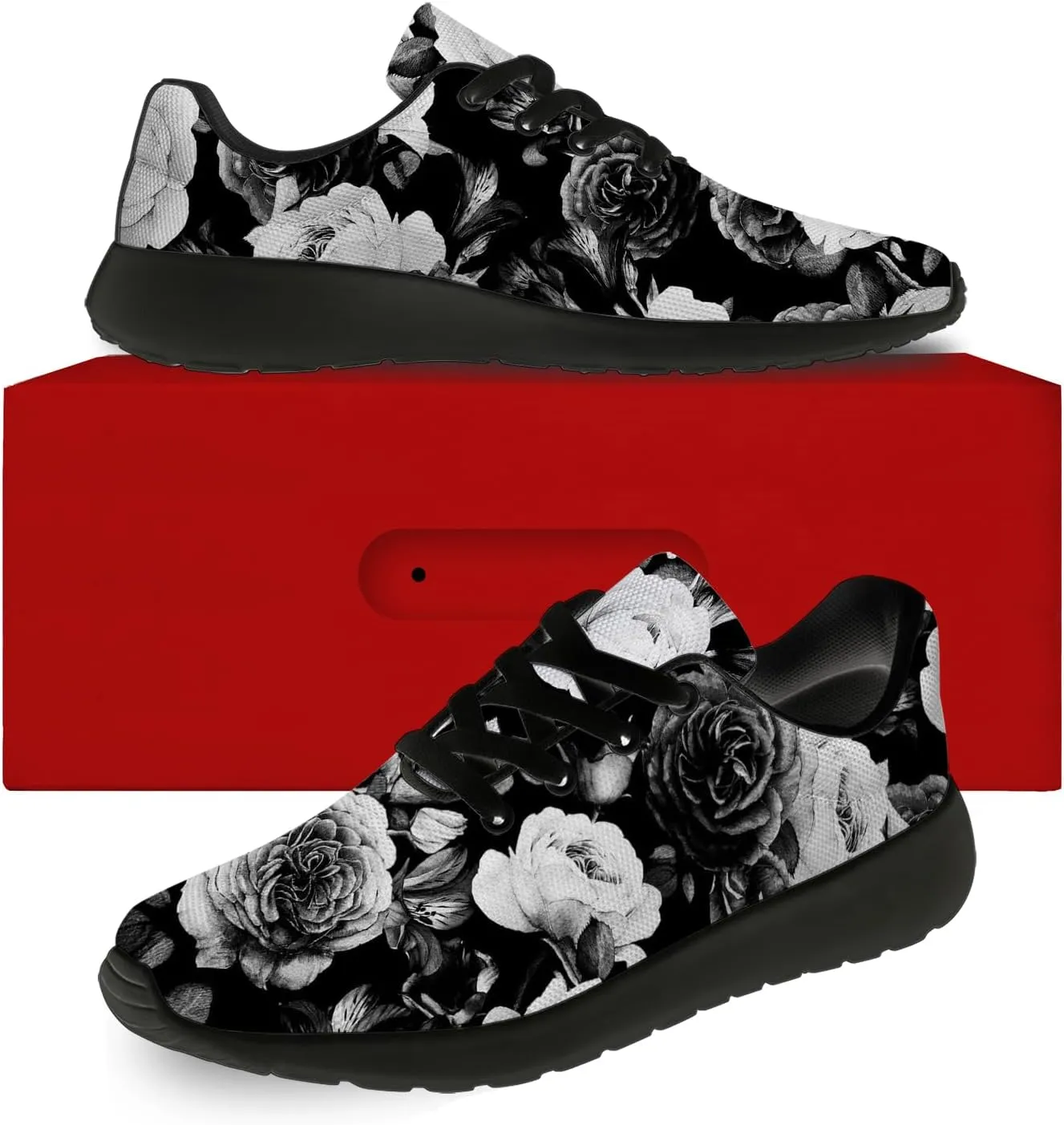 Mens Womens Rose Shoes Lightweight Running Tennis Gym Athletic Shoes Walking Sneakers Gifts for Him Her