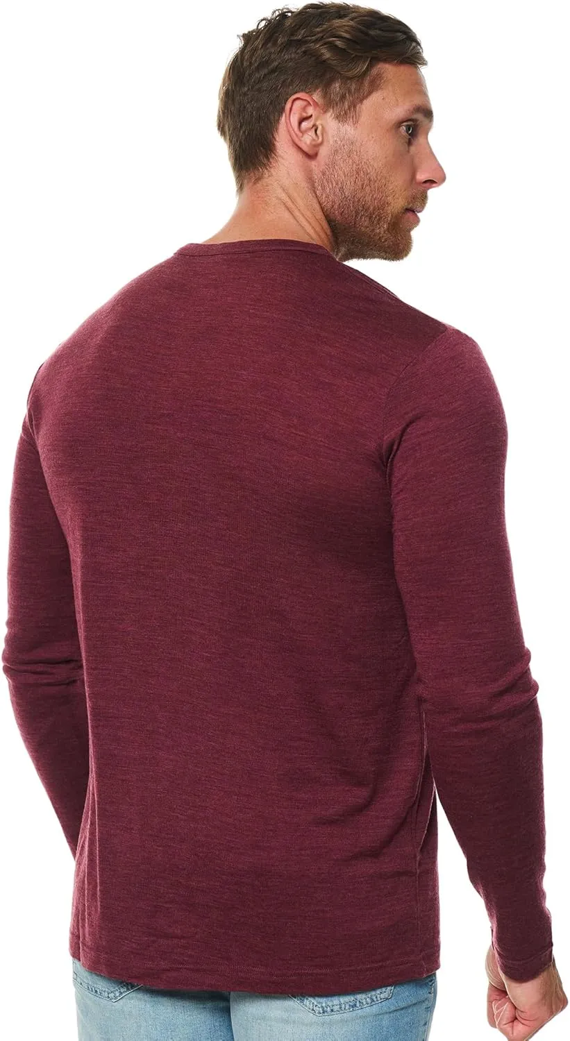 Merino Wool Base Layer Mens - 100% Merino Wool Shirts for Men Thermal Underwear Long Sleeve T-Shirt for Hiking Hunting