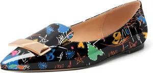 Mettesally Women Buckle Flats Shoes, Pointed Toe Slip On Comfortable Flats, Dressy Daily Casual Ballet Flat Shoes