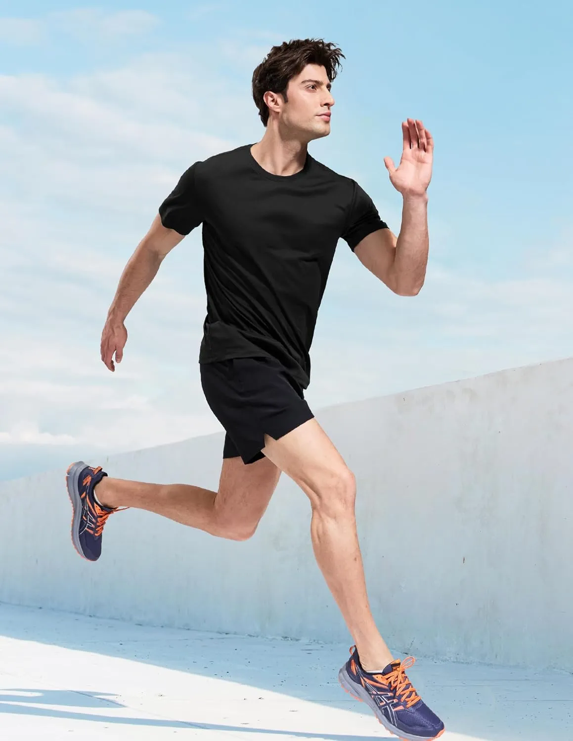 MIER Mens Dry Fit Workout T-Shirts Athletic Running Tshirt Short Sleeve Lightweight Airy Gym Sport Tee Shirt, Crew Neck