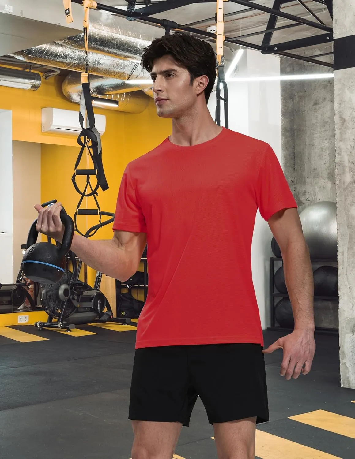 MIER Mens Dry Fit Workout T-Shirts Athletic Running Tshirt Short Sleeve Lightweight Airy Gym Sport Tee Shirt, Crew Neck