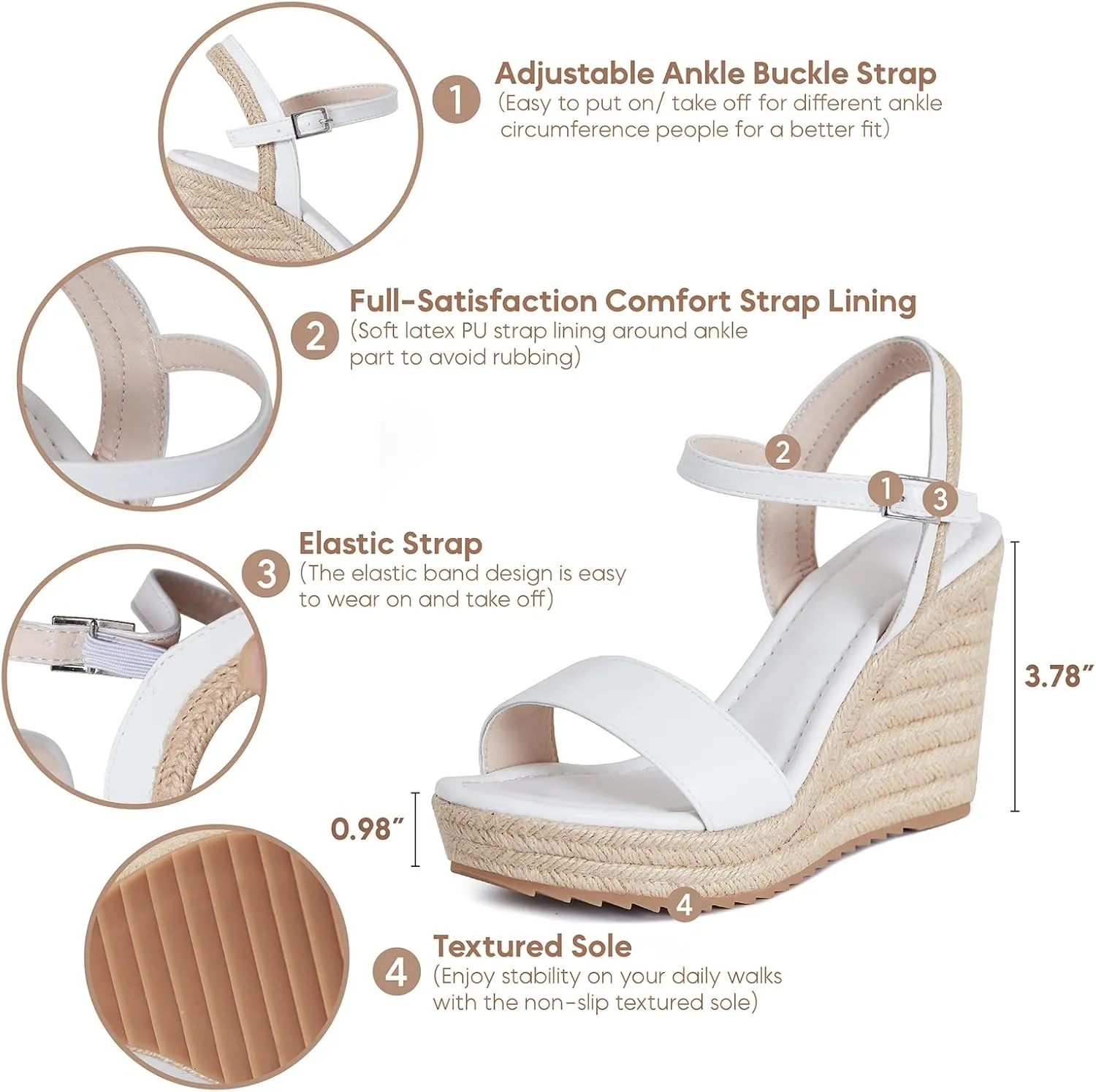 mikarka Women's Espadrille Wedge Sandals: Ankle Strap Platform Open Toe Wedges - Stylish High Heel Dressy Summer Wedges for Women, Inspired by Espadrilles