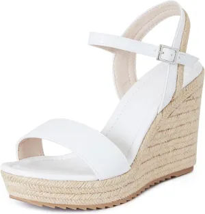 mikarka Women's Espadrille Wedge Sandals: Ankle Strap Platform Open Toe Wedges - Stylish High Heel Dressy Summer Wedges for Women, Inspired by Espadrilles