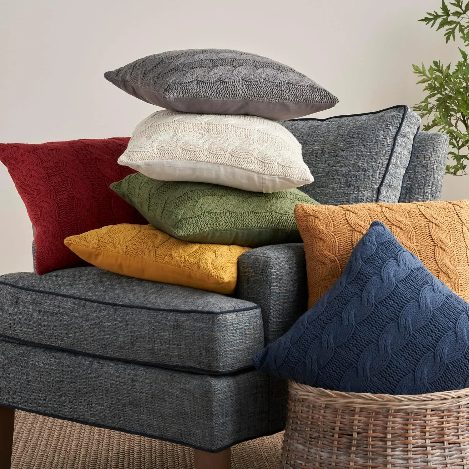 Mina Victory Lifestyle Throw Pillow, 18" x 18" Set of 2, Red