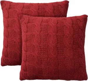 Mina Victory Lifestyle Throw Pillow, 18" x 18" Set of 2, Red