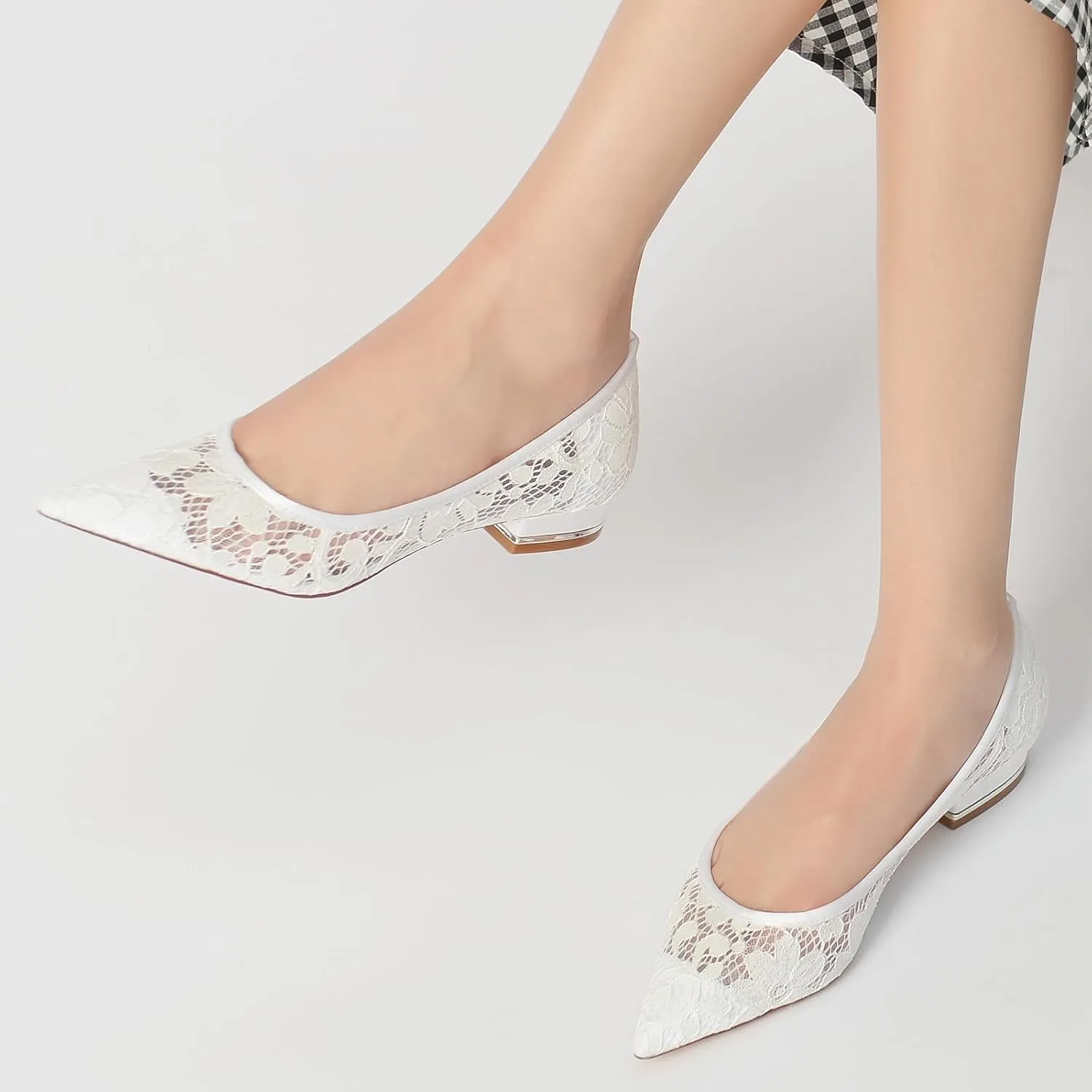 Minishion Comfortable Womens Teen Girl Wedding Flats Elegant Lace Slip on Evening Prom Shoes BR152