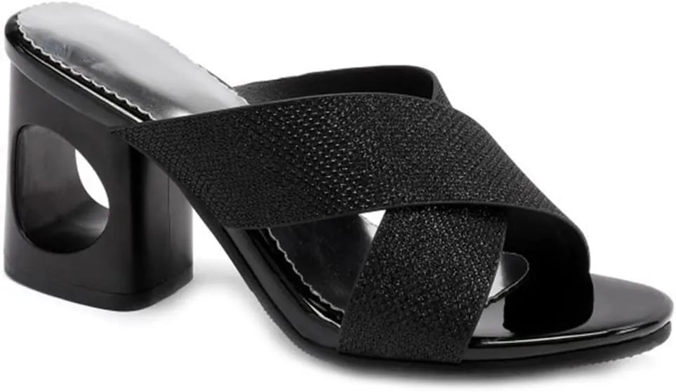 MIOKE Women's Clear Low Block Heeled Sandals Crystal Open Toe Slip On Anti-Slip Chunky Heel Slide Sandal