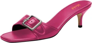 miss left Women Open Square Toe Buckle Decor Mules Comfortable Low Heel Slip on Slide Sandals Backless Daily Indoor Outdoor Shoes Size 4-16 US