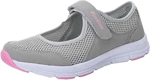 missfiona Womens Hollow Out Granny Walk Shoes Breathable Soft-Soled Mary Jane Flats Dance Shoes