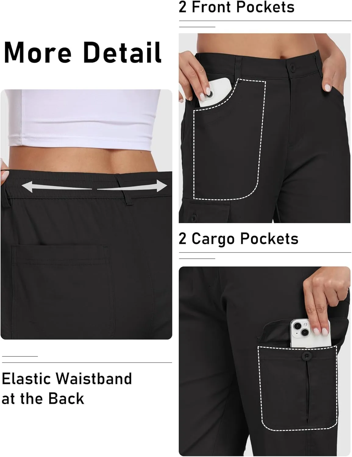 MoFiz Women's Cargo Capri Pants Cotton Roll up Convertible Capris Summer Casual Athletic Hiking Cropped Pants with Pockets