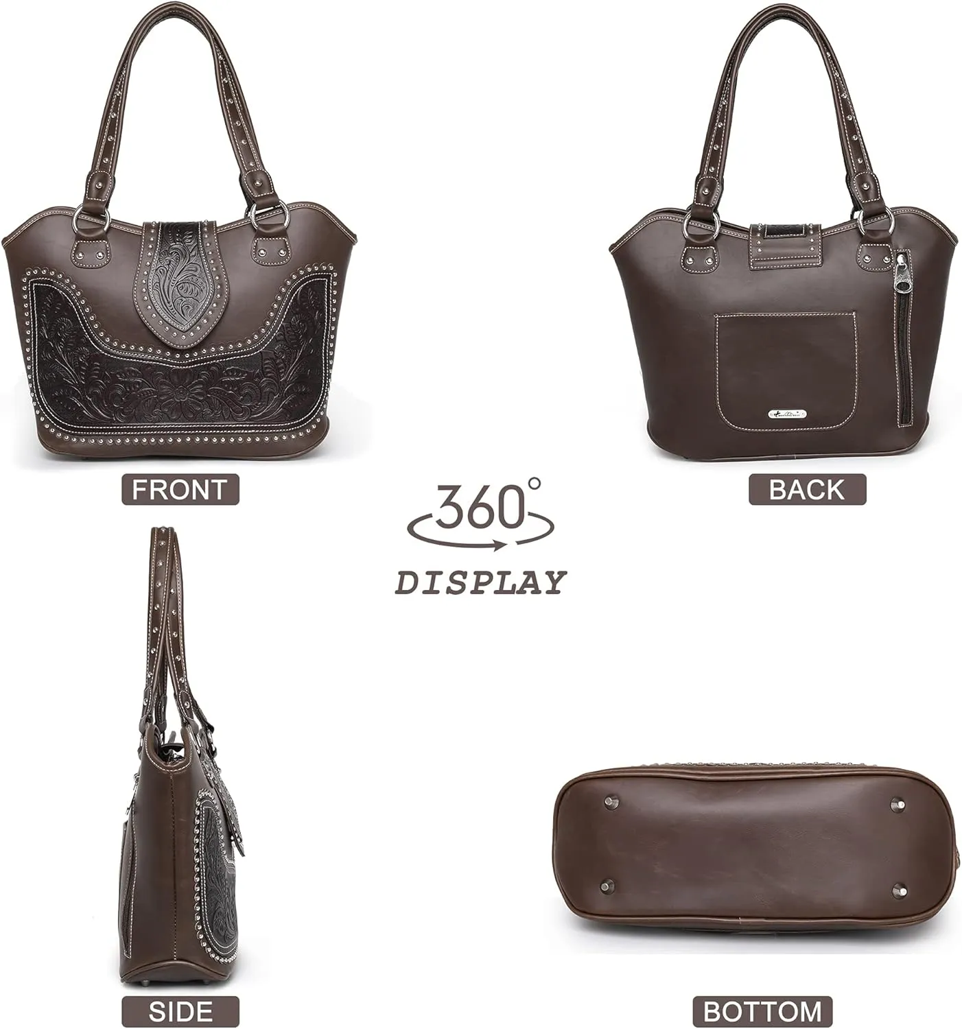 Montana West Western Tote Bags for Women Tooled Shoulder Ladies Top Handle Handbag