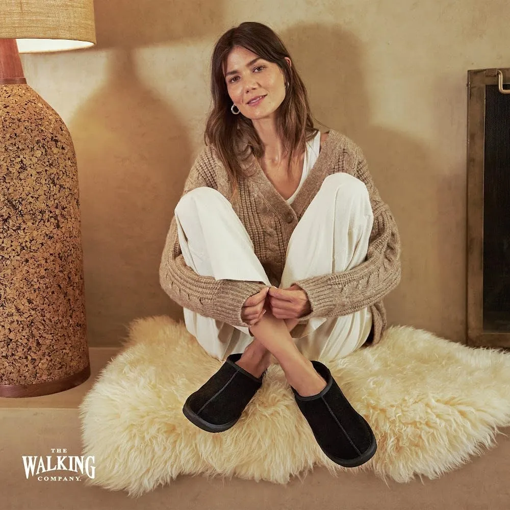 Mosey Mule Slippers For Women | Water Resistant Suede House Slippers | Fuzzy Slippers With Arch Support For Women |