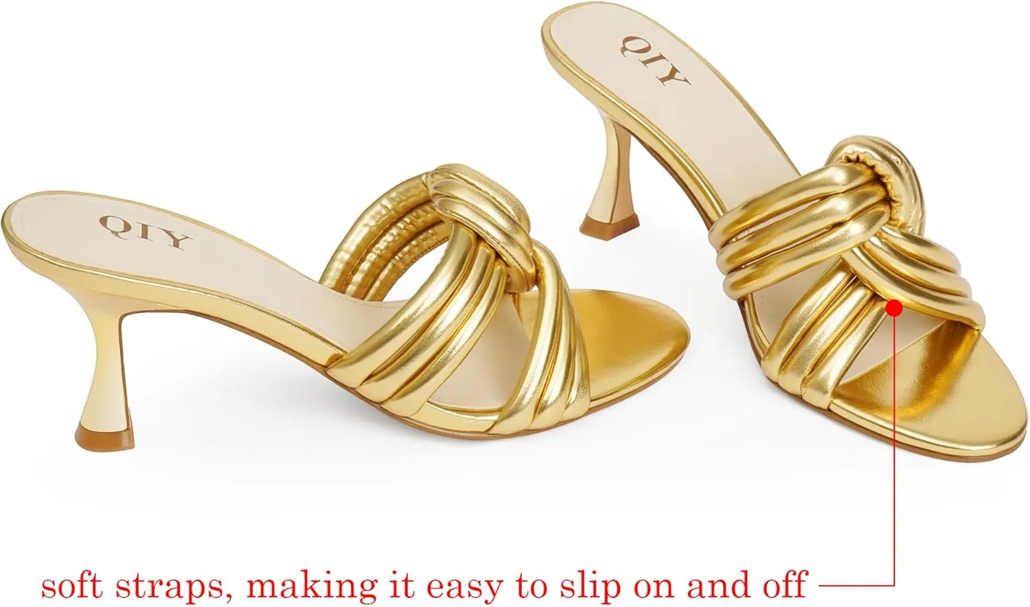 Mule Heels for Women Slip On Heeled Knot Sandals for Women Wedding Dressy Shoes