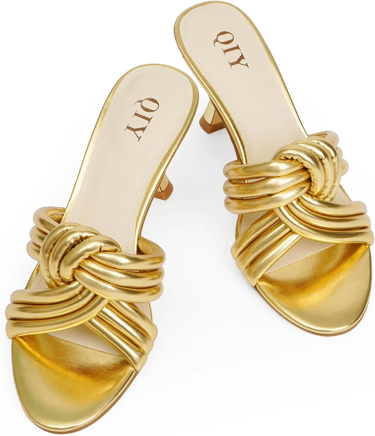 Mule Heels for Women Slip On Heeled Knot Sandals for Women Wedding Dressy Shoes