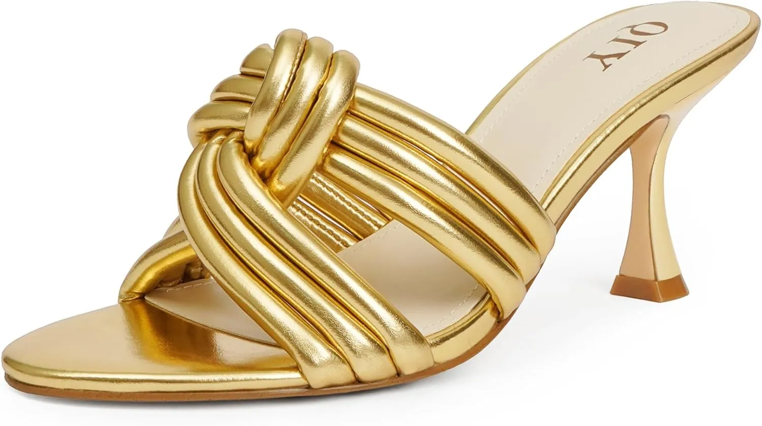 Mule Heels for Women Slip On Heeled Knot Sandals for Women Wedding Dressy Shoes