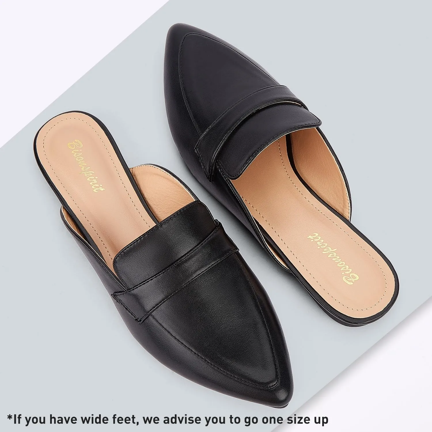 Mules for Women Flats Pointed Toe Slip On Mules Comfortable Loafer Shoes