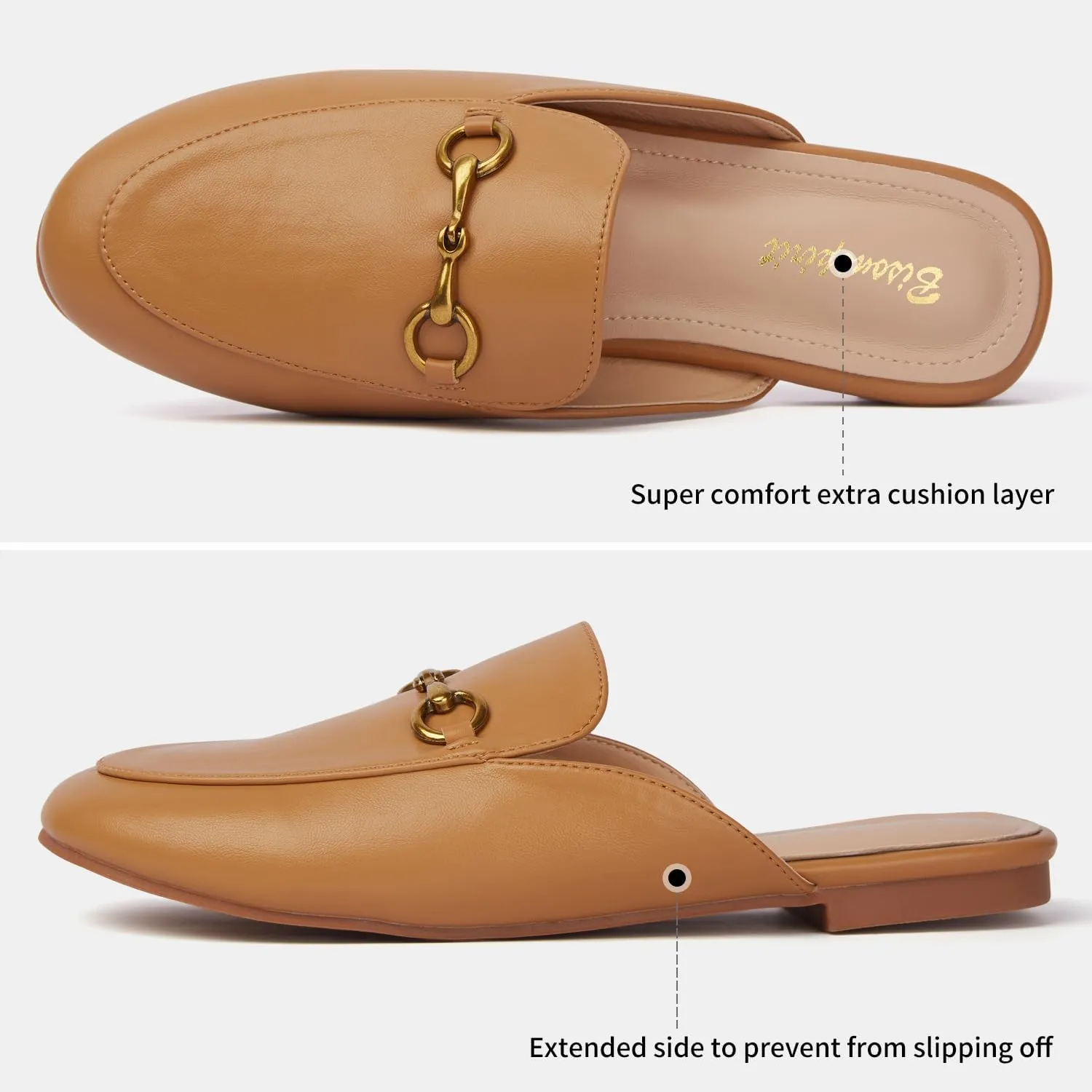 Mules for Women Flats Round Toe Slip On Mules Comfortable Loafer Shoes