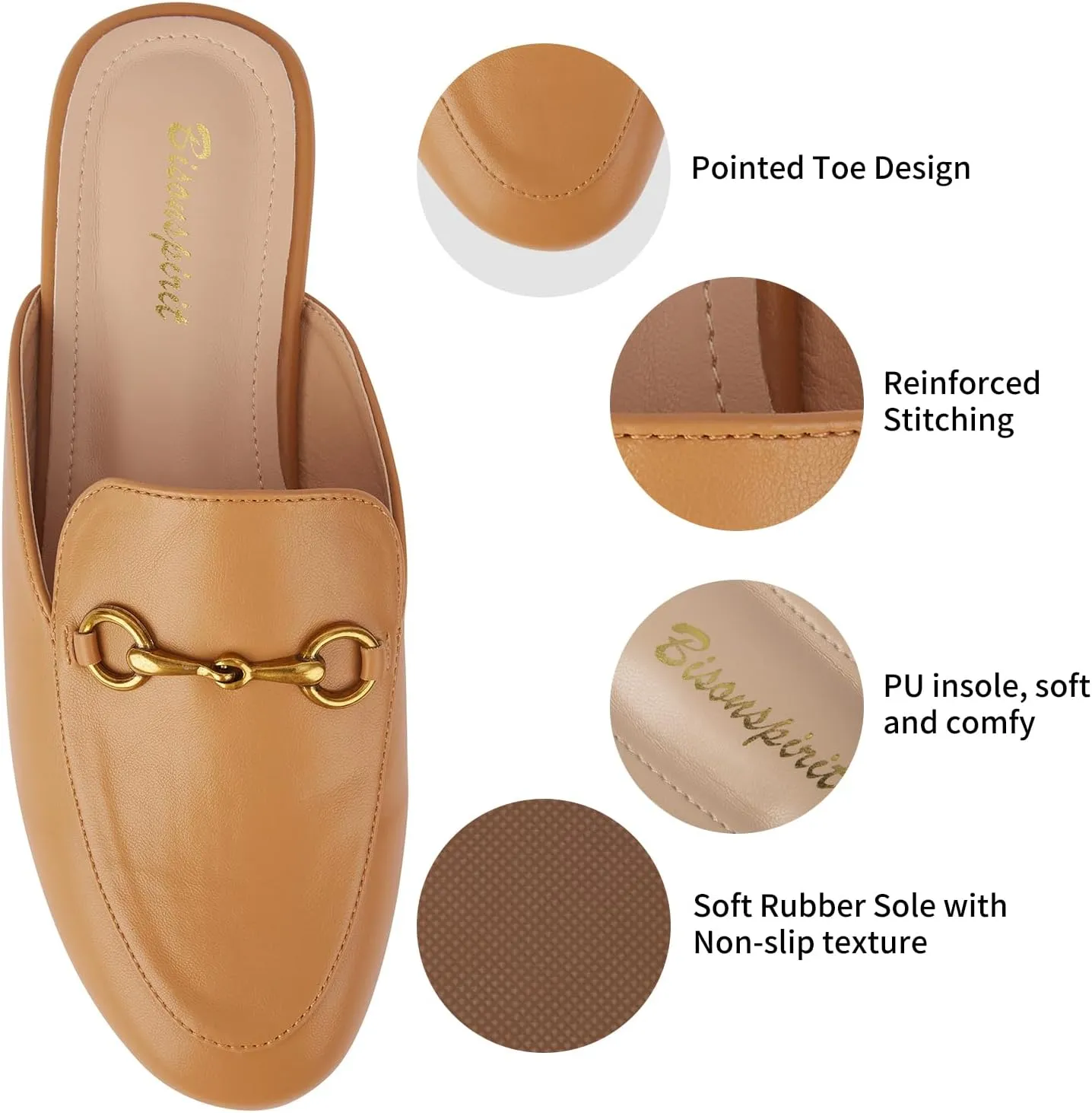 Mules for Women Flats Round Toe Slip On Mules Comfortable Loafer Shoes