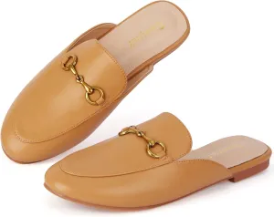 Mules for Women Flats Round Toe Slip On Mules Comfortable Loafer Shoes