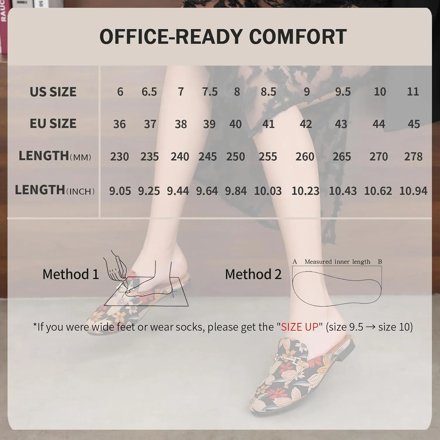 Mules for Women Flats Round Toe Womens Mules Buckle Slip on Slides Backless Loafer Shoes