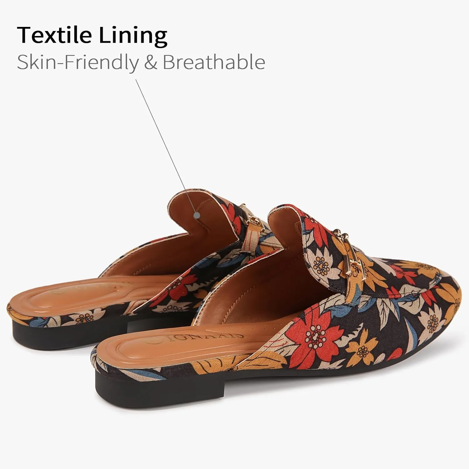 Mules for Women Flats Round Toe Womens Mules Buckle Slip on Slides Backless Loafer Shoes