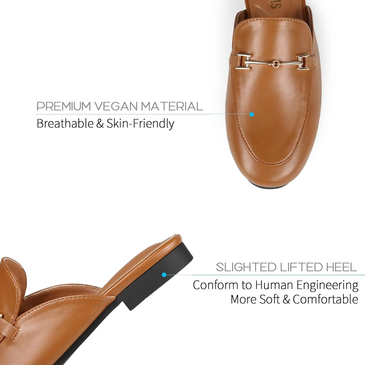 Mules for Women Flats Round Toe Womens Mules Buckle Slip on Slides Backless Loafer Shoes