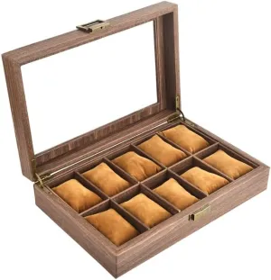 Multi-skylight PU Leather Watch Storage Box Jewelry Storage Box Wood Grain Watch Box