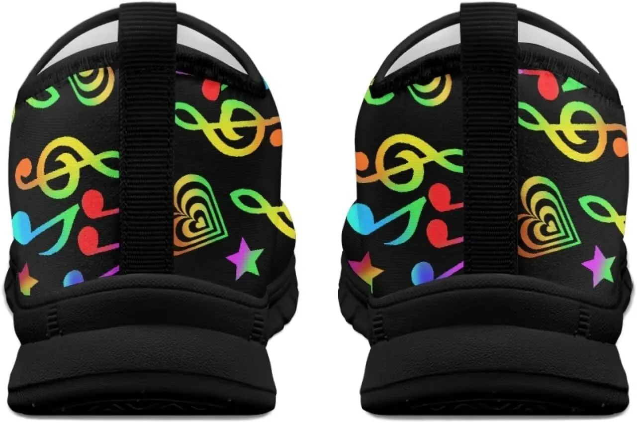 Music Walking Shoes for Women,Low Top Casual Sneaker Light Weight Road Running Shoes Breathable Teenis Workout Sneakers