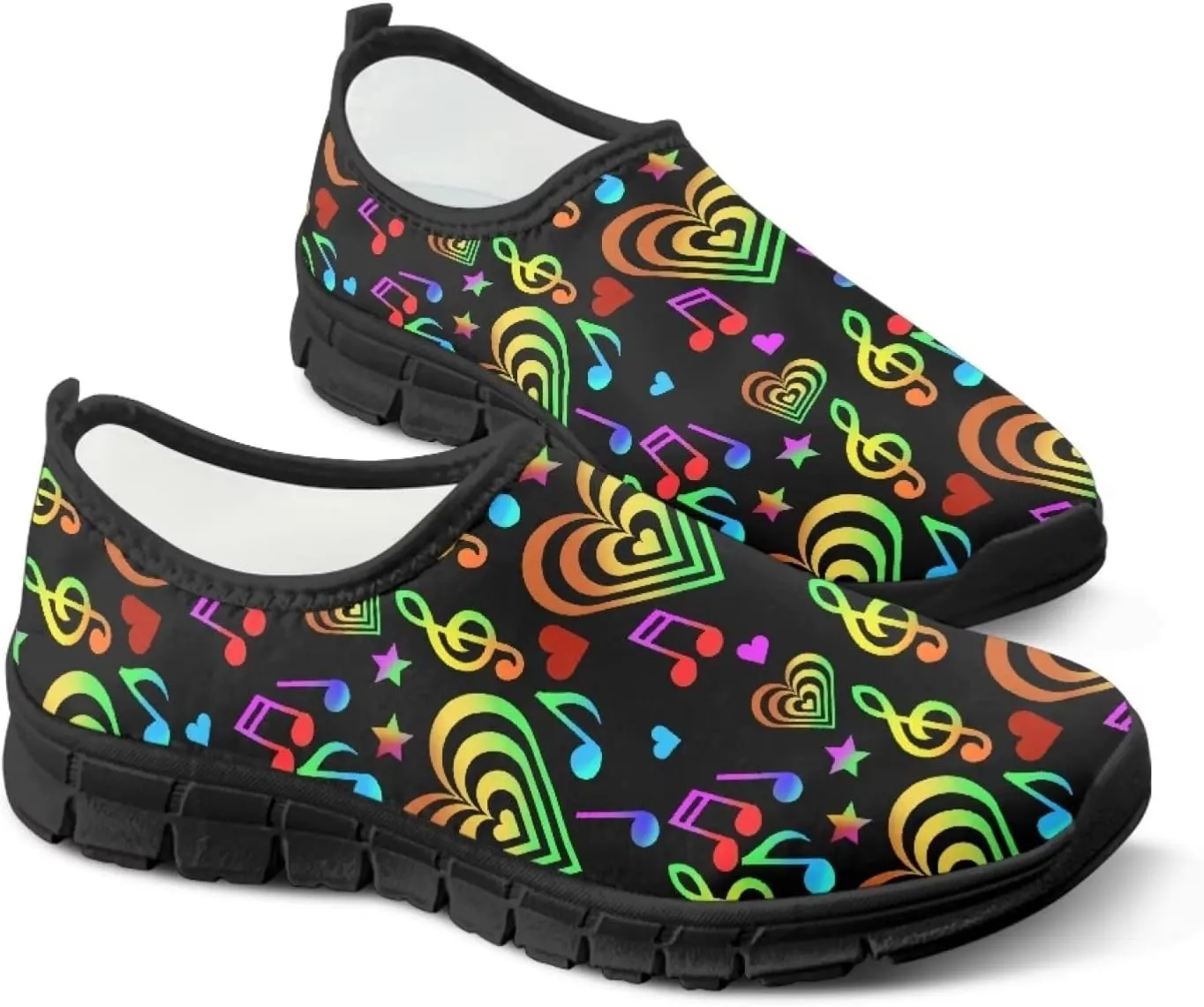 Music Walking Shoes for Women,Low Top Casual Sneaker Light Weight Road Running Shoes Breathable Teenis Workout Sneakers