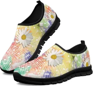 Music Walking Shoes for Women,Low Top Casual Sneaker Light Weight Road Running Shoes Breathable Teenis Workout Sneakers