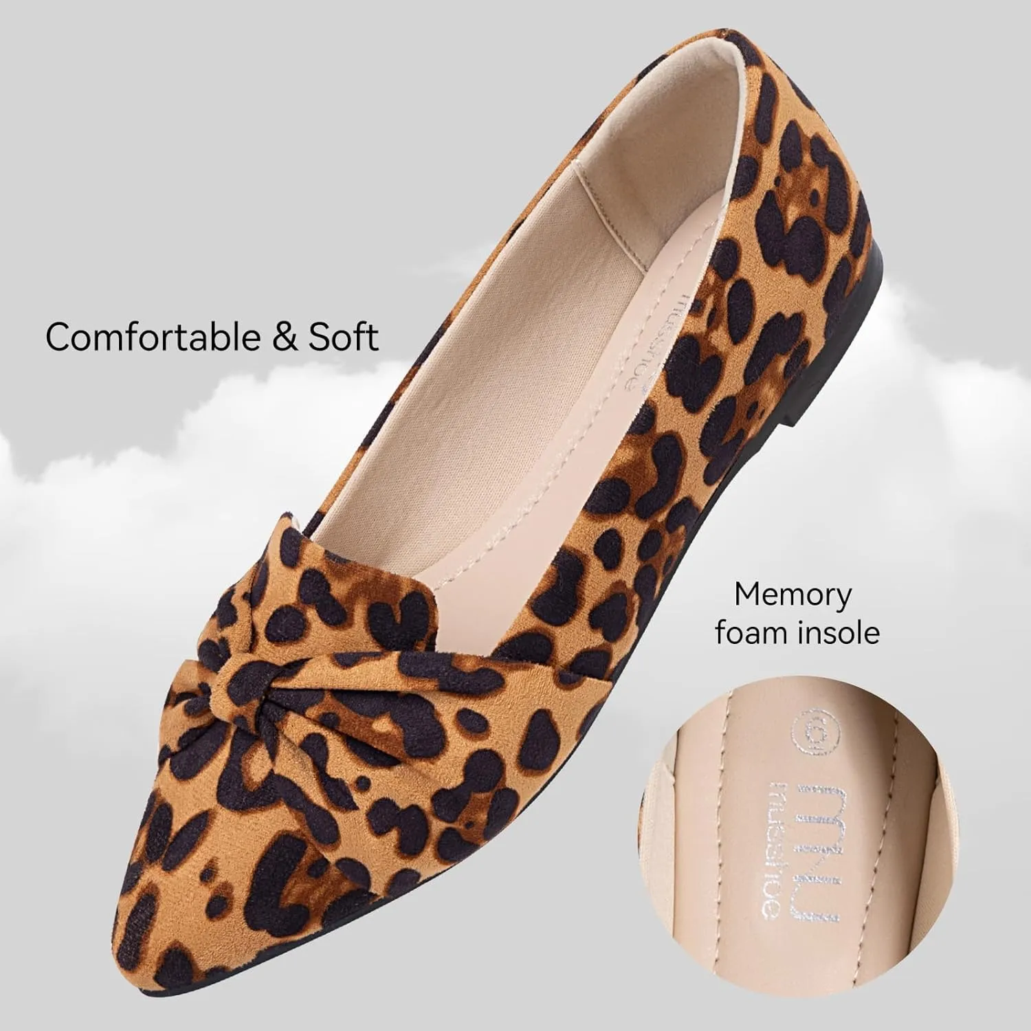 MUSSHOE Flat Shoes Women Comfortable Slip on Women's Flats Dress Shoes for Women