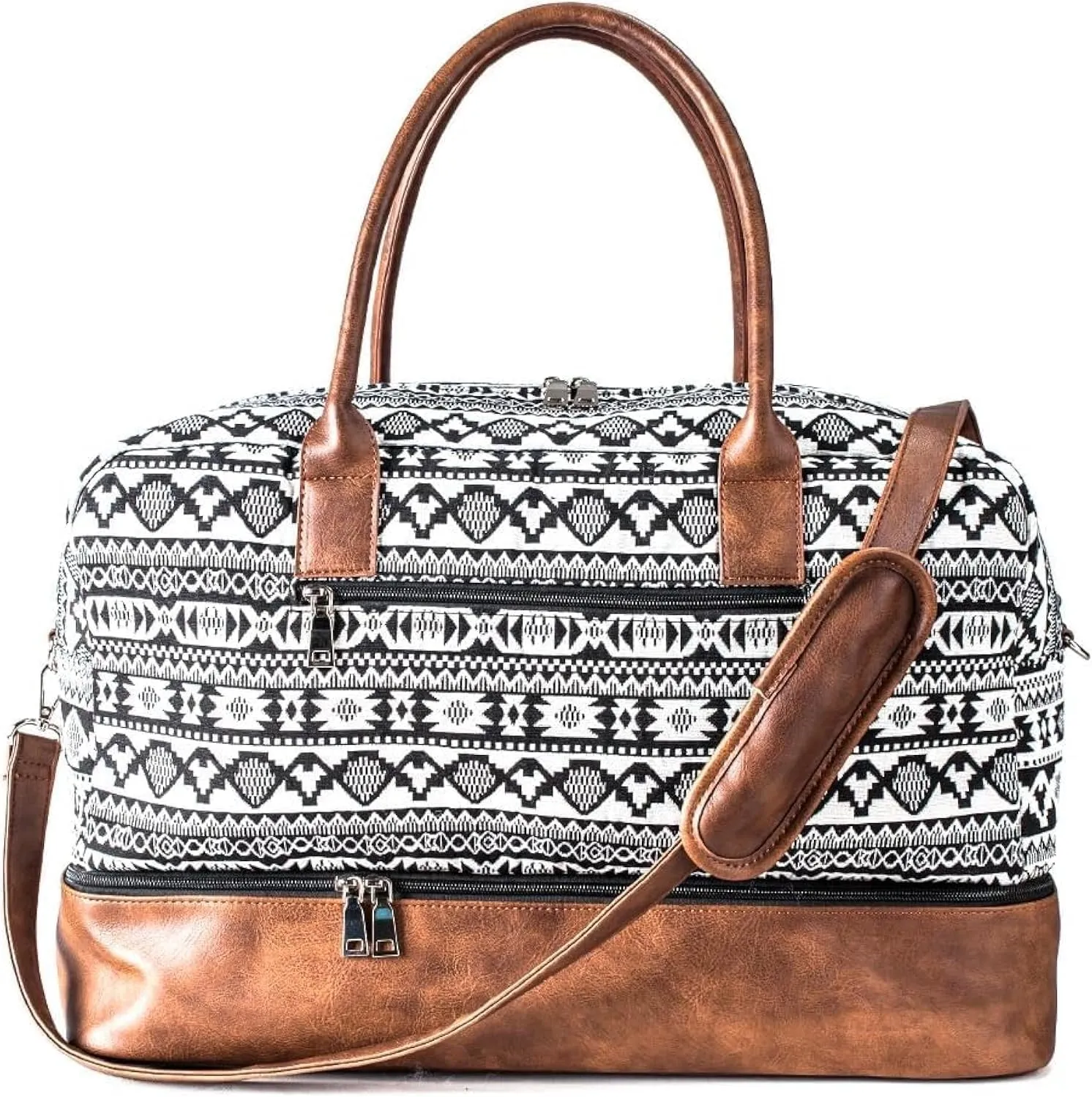 MyMealivos Canvas Weekender Bag, Overnight Travel Carry On Duffel Tote with Shoe Pouch (black)