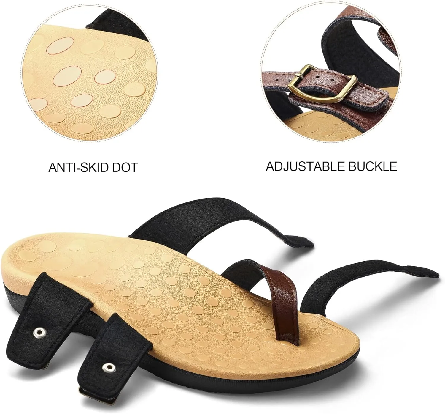 mysoft Women's Arch Support Slide Sandals Adjustable Orthopedic Flip Flops Comfortable Walking Summer Shoes
