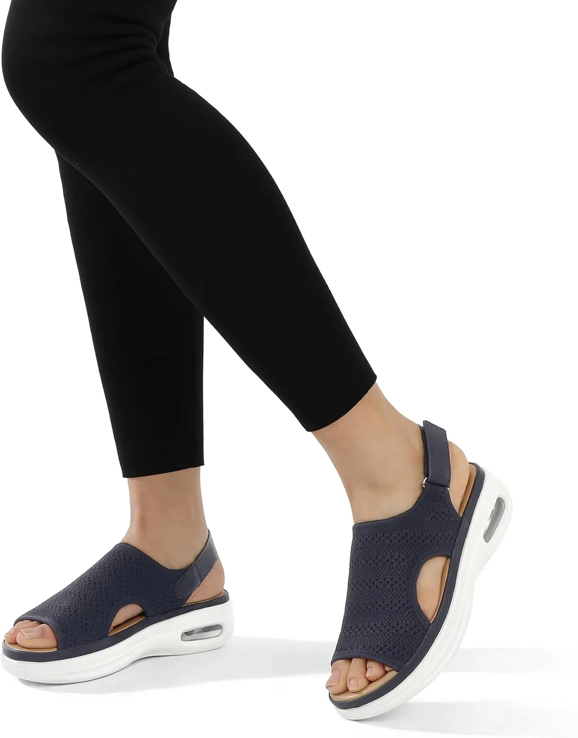 mysoft Women's Comfortable Air Cushion Support Walking Sandals Breathable Knit Slingback Platform Shoes