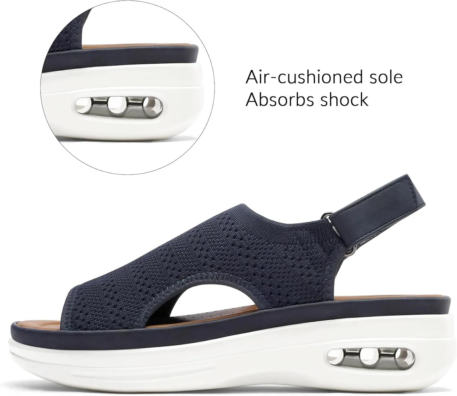 mysoft Women's Comfortable Air Cushion Support Walking Sandals Breathable Knit Slingback Platform Shoes